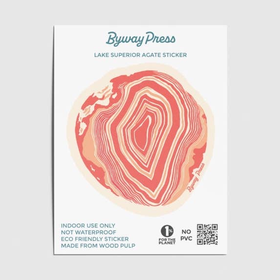 Autocollant en pierre d'agate Michigan Lake Superior pour la vente par Byway Press