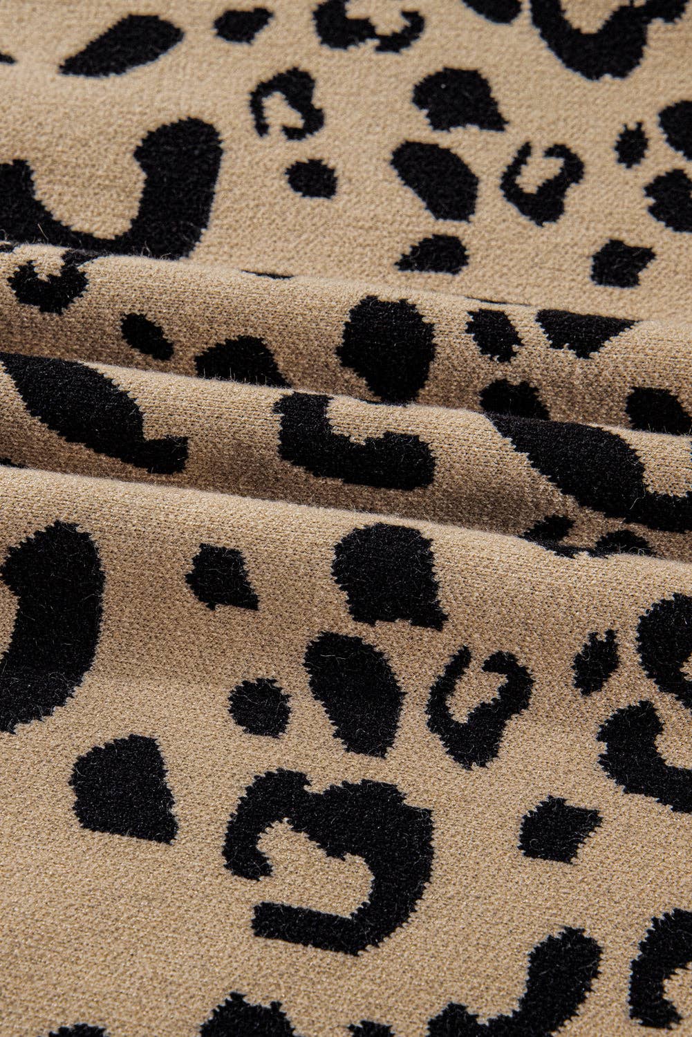 Brown LALALOO Plus Size Leopard Lace Trim Long Sleeve Sweater for wholesale on Faire7