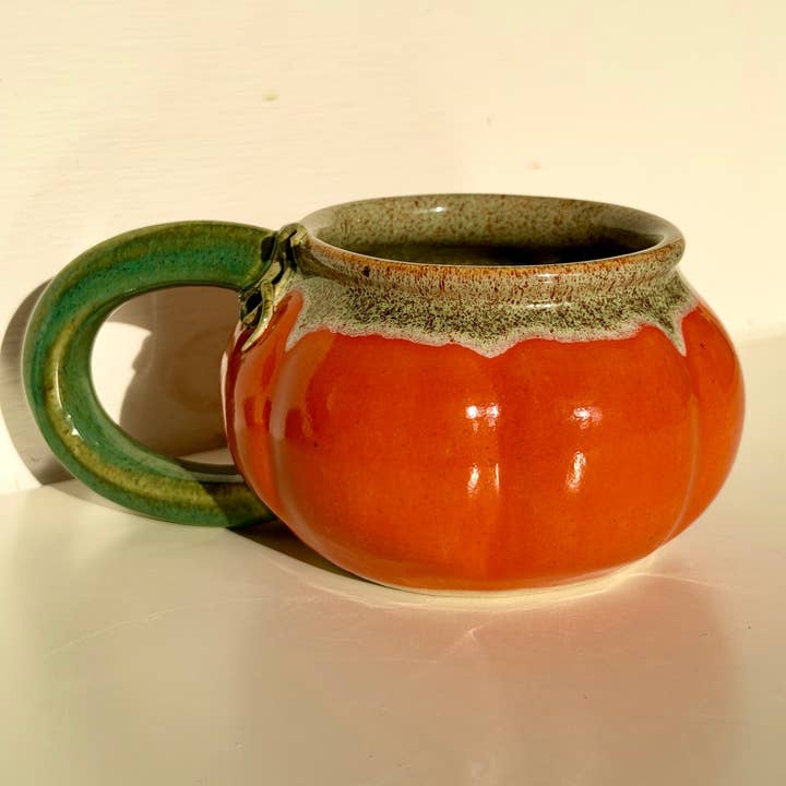 Large Hand Thrown Pumpkin Mug for wholesale by LEA by LEA Pottery