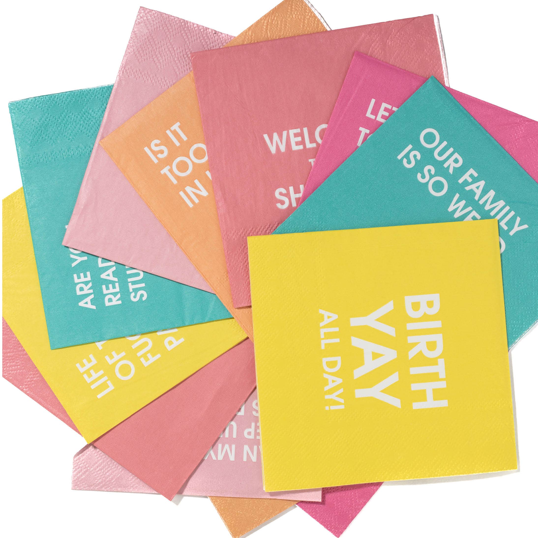 Chez Gagné - Wholesale Wegwerpservet - Onze familie is zo raar - Kleurrijke cocktailservetten5