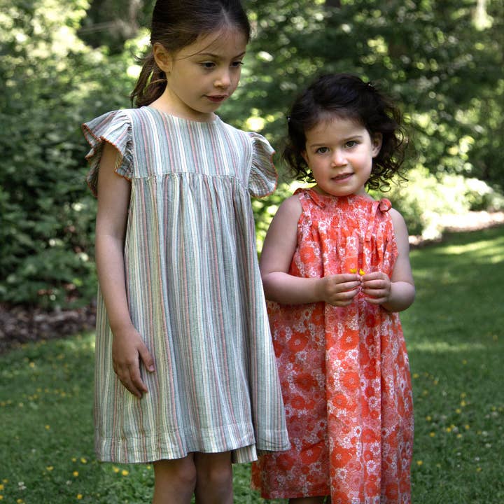 Beet World - Wholesale Dress - Kids - Girls’ Flutter Sleeve Hannah Dress | Mint Green Stripe1