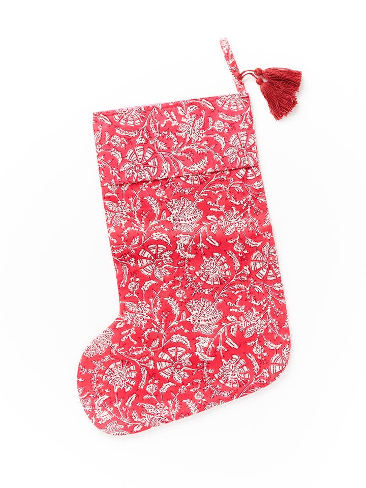 Cotton Holiday Stocking - Assorted Hand Block Print for wholesale by Matr Boomie Fair Trade