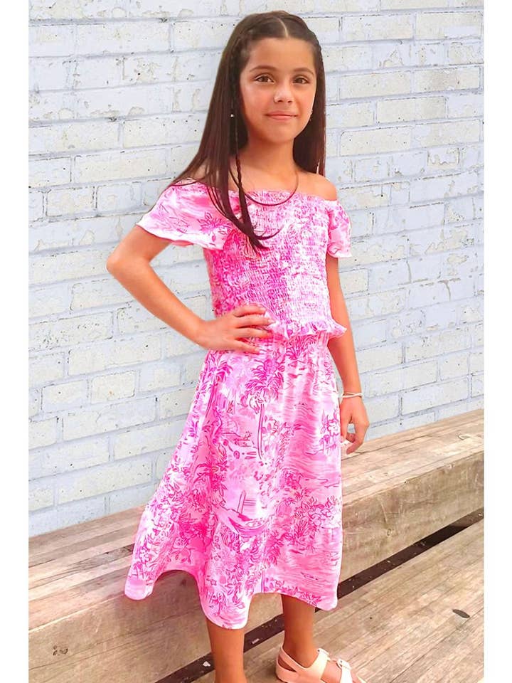 GKSS-3171B-Q74 Maxikjolset 2 delar för flickor med smocktopp för wholesale av Cutie Patootie Clothing