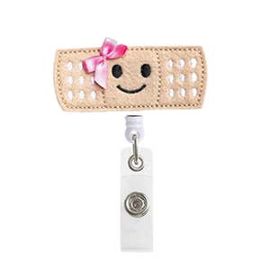 Badge Holder with Retractable Reel Sparkle Pink ID Name Tag Work Badge Clip  Heavy Duty Vertical PU Card Protector for Office Worker Nurse Teacher