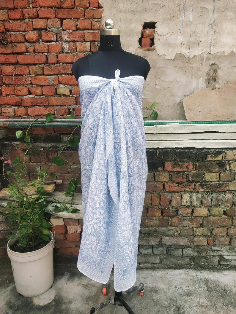 GYPSY STUDIO - Wholesale Scarf - Women's - Hand Block Print Cotton Scarf Beach Sarong Soft Voile Fabric5