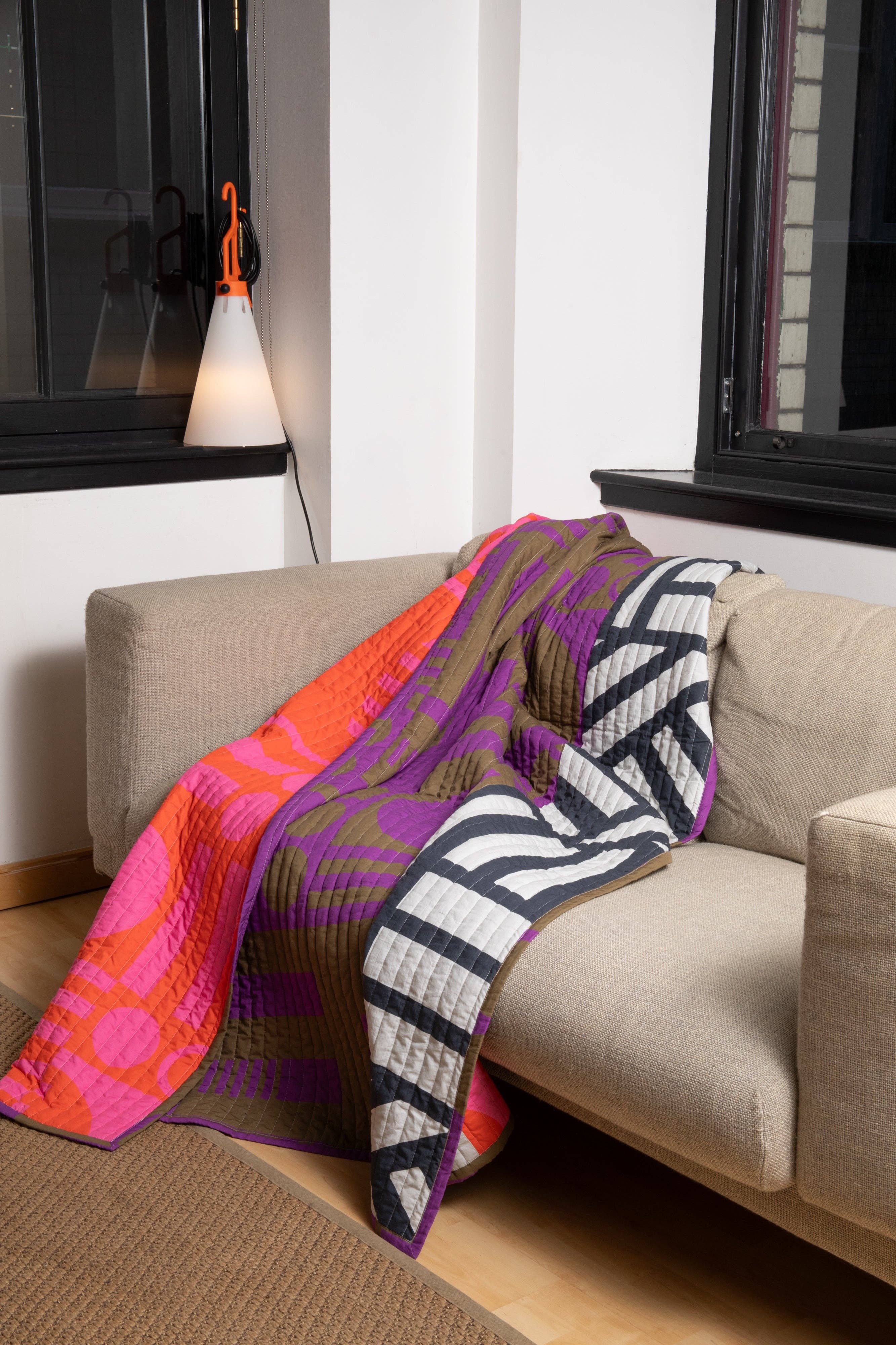 Irregular Sleep Pattern – wholesale Throw blanket – Reversible Quilted Throw in Hot Grape5