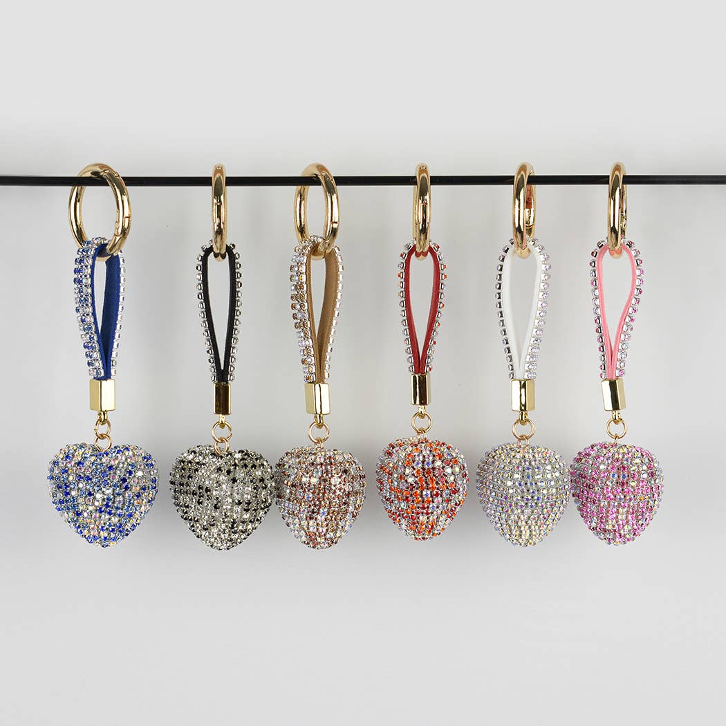 SoapElenGlen – wholesale Keychain – Women's – Rhinestone Heart Keychain, Bag Charm Car Ornament3