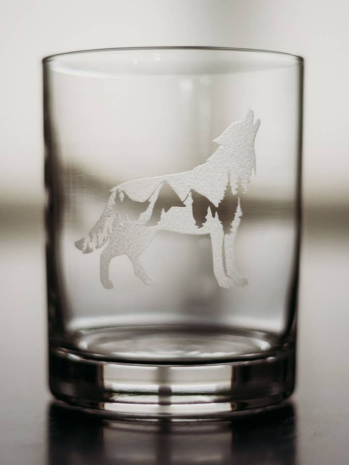 Geätztes Whiskeyglas, 14 oz Tumblerglas für den Großhandel von Lester Lou’s Designs