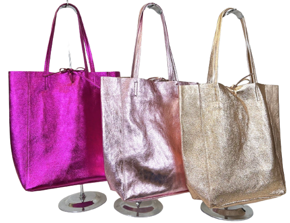 JIJOU CAPRI - Wholesale Tote Bag - Women's - Basic Metallic Leather Tote Bag JIJOU CAPRI2