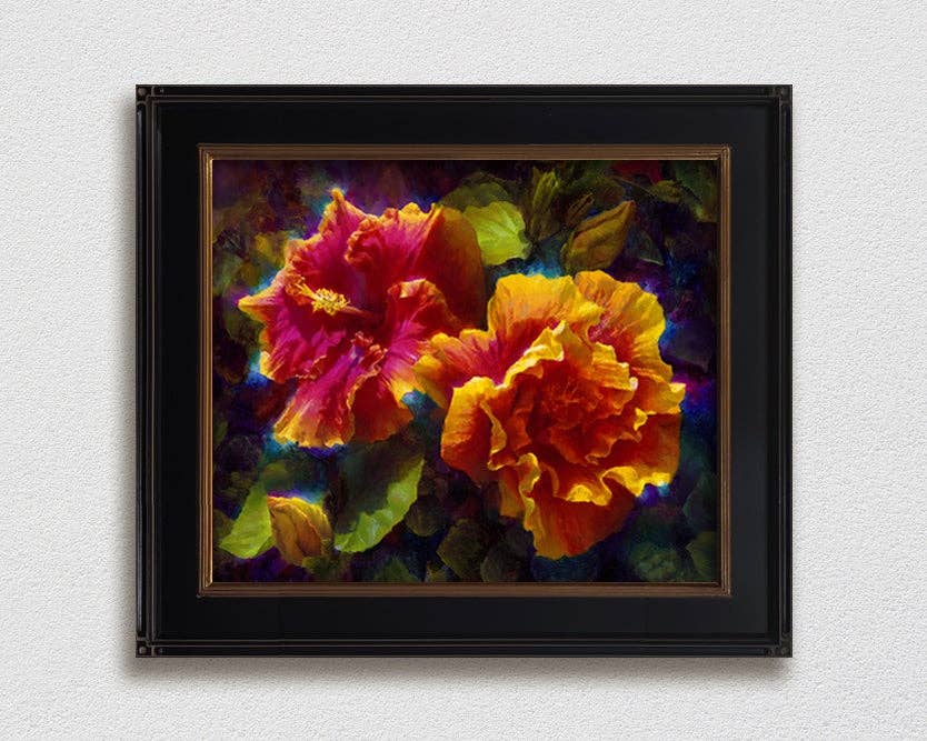 Whitworth Gallery - Wholesale Painting/Drawing - Sunlit Duet - Signed Artist Canvas - Hawaiian Hibiscus Painting14