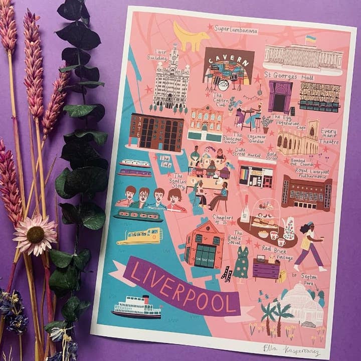 Liverpool Illustrated MapĀ for wholesale by Ellastrated