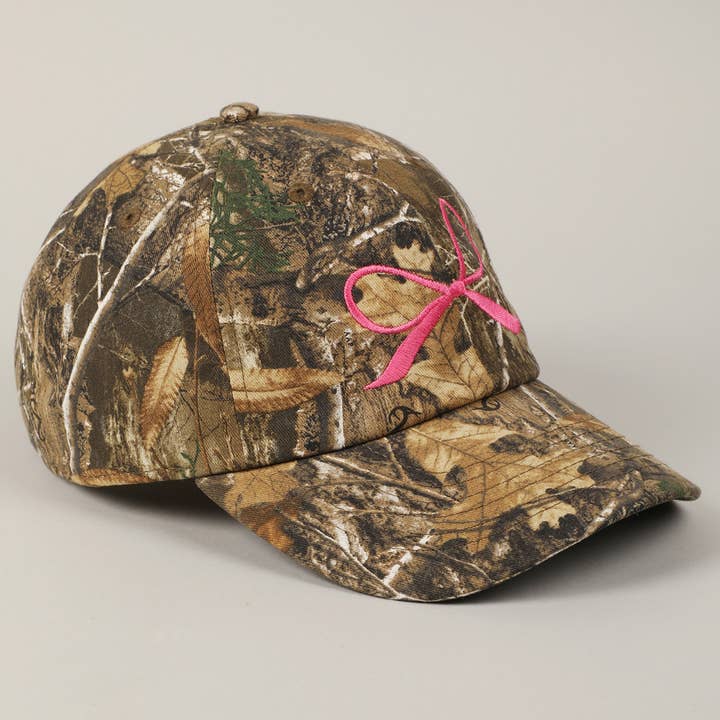 Fashion City - Wholesale Baseball Cap - Women's - Ribbon Bow Embroidery Camo Baseball Cap2
