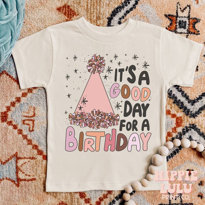 Hippie Lulu Co. – wholesale Screen-printed t-shirt – Kids – It's a Good Day for a Birthday | Hippie Lulu T-shirt
