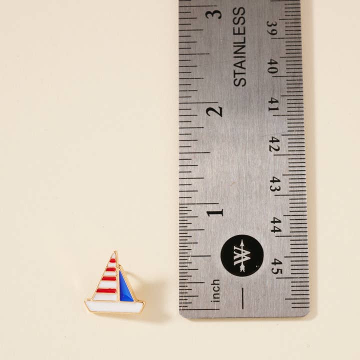 GD USA Flag Yacht Enamel Stud Earring for wholesale on Faire