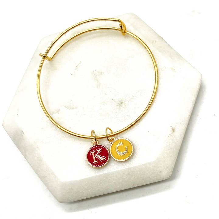 Baubles by B - Wholesale Charm/Dangle Bracelet - Red Yellow KC Kansas City Chiefs Charm Bangle Bracelet