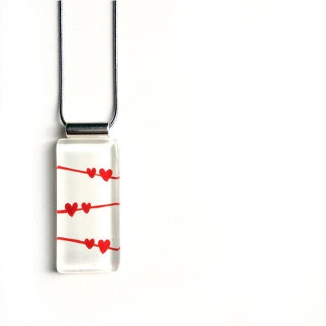 White | Red Small Hearts Pendant | Azurine Stainless Steel for wholesale by Azurine