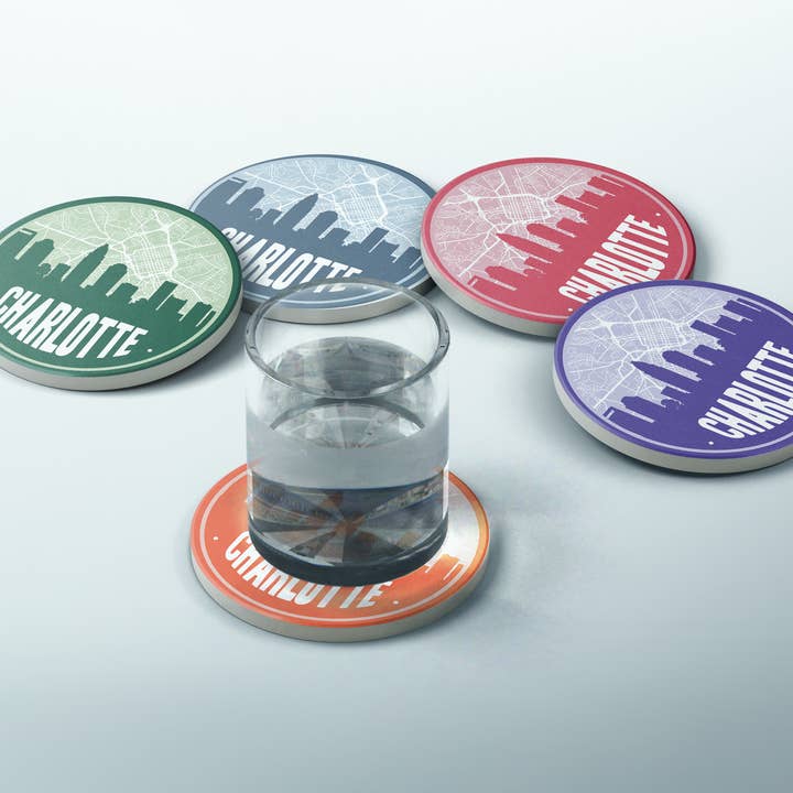 Sous-verres Charlotte North Carolina | Plusieurs couleurs pour la vente par Paperfinch Design