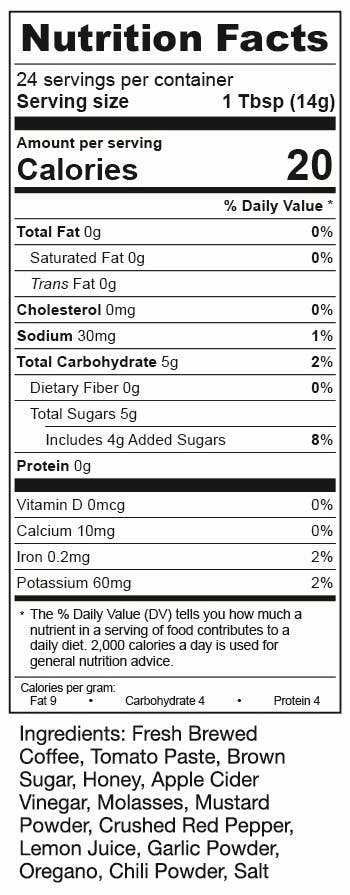 TorchBearer Sauces - Wholesale BBQ Sauce - Coffee BBQ Sauce | 12oz Bottle | Sweet Coffee | Heat 1/102