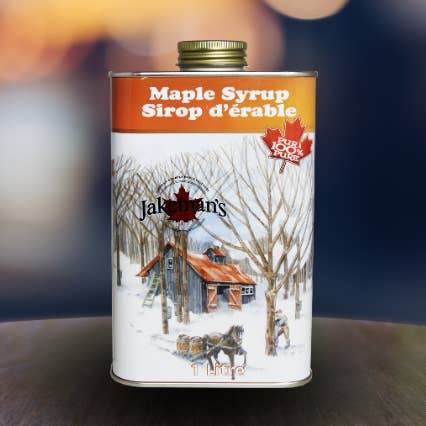 T207W Boîte en fer blanc lithographié - 1L pour la vente par Jakeman's Maple Products