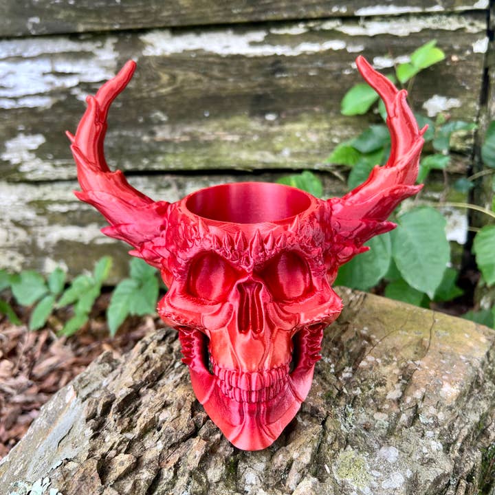 NumanPrints - Wholesale Plant Pot - Demonic Horned Devil Skull Planter 3D Printed Novelty