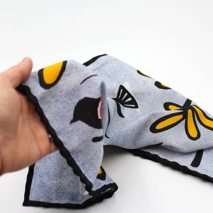 Matilde Beldroega - Wholesale Handkerchief - Unisex - 100% silk scarf - Little Birds Dancing - small6
