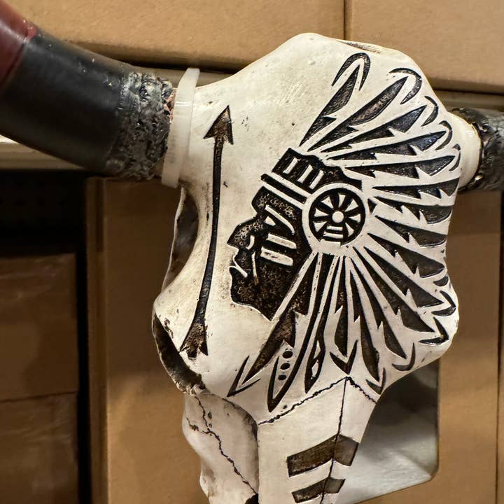 Broads Market - Wholesale Wall Accent - Native Chief Headdress Cowskull Wall Decor1