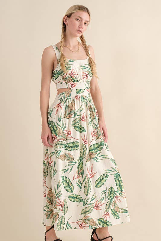 ILLA ILLA - Vente Robe – femme - Robe longue à découpes imprimé tropical0