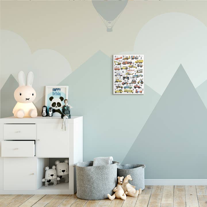 Stupell Industries - Wholesale Art Print - Kids & Baby - ABC's of Motor Vehicles Kid's Alphabet Chart Wall Art Kids