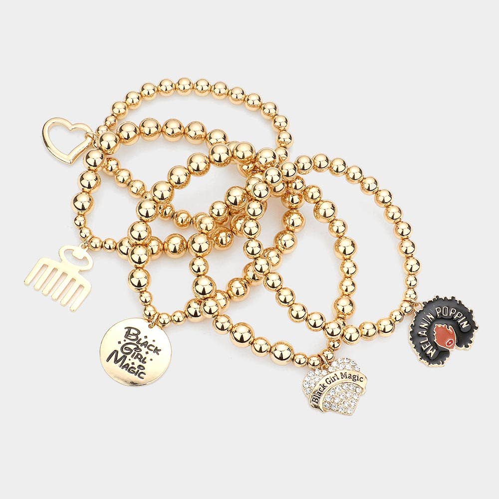 Sensibling Corp. - Vente Parures de bijoux - 5PCS - Magie des Filles Noires Divers Charms Multi Couches Élastique3