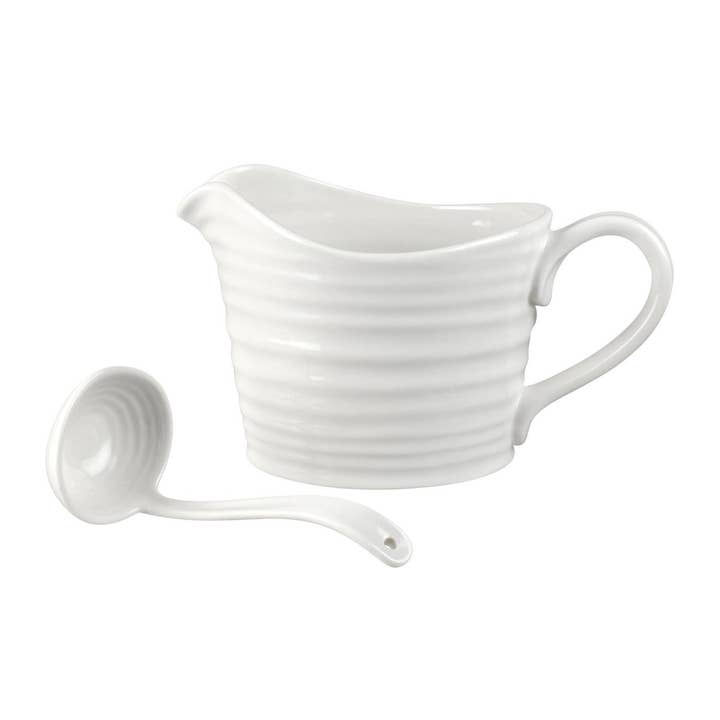 Sophie Conran White Mini Sauce Jug and Ladle Set for wholesale by Portmeirion, Spode, Pimpernel, Nacthmann, Wrendale Designs