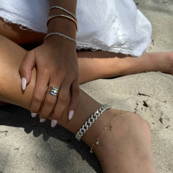 Kasa Karly - Wholesale Anklet - CUBAN LINK KRYSTAL ANKLET2