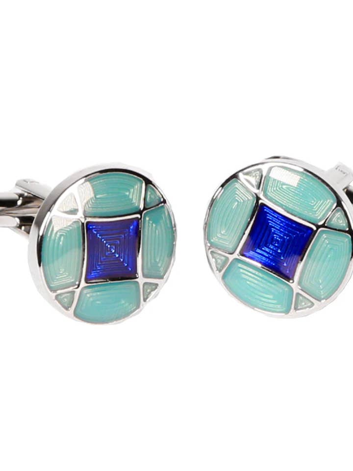 Ferrecci - Silvertone Oval Gems Cufflinks with Jewelry Box for wholesale by Ferrecci