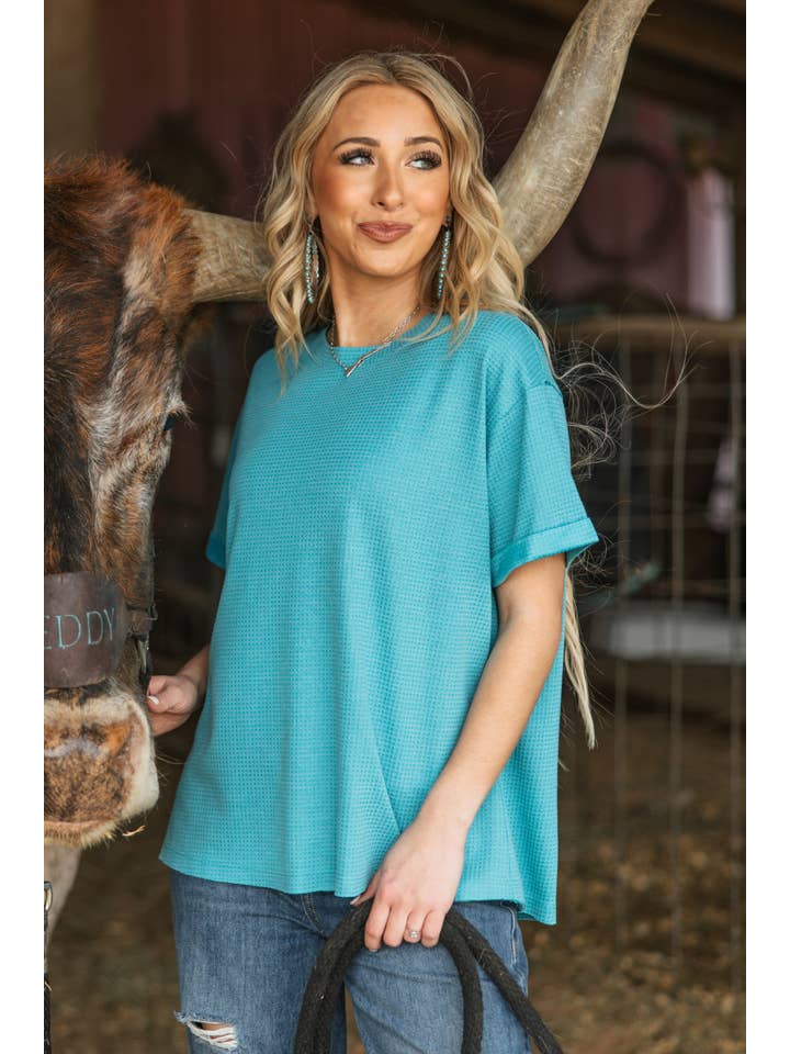 Andrée by Unit - Wholesale Tunic - Women's - Short Sleeve Two-Tone Thermal Top
