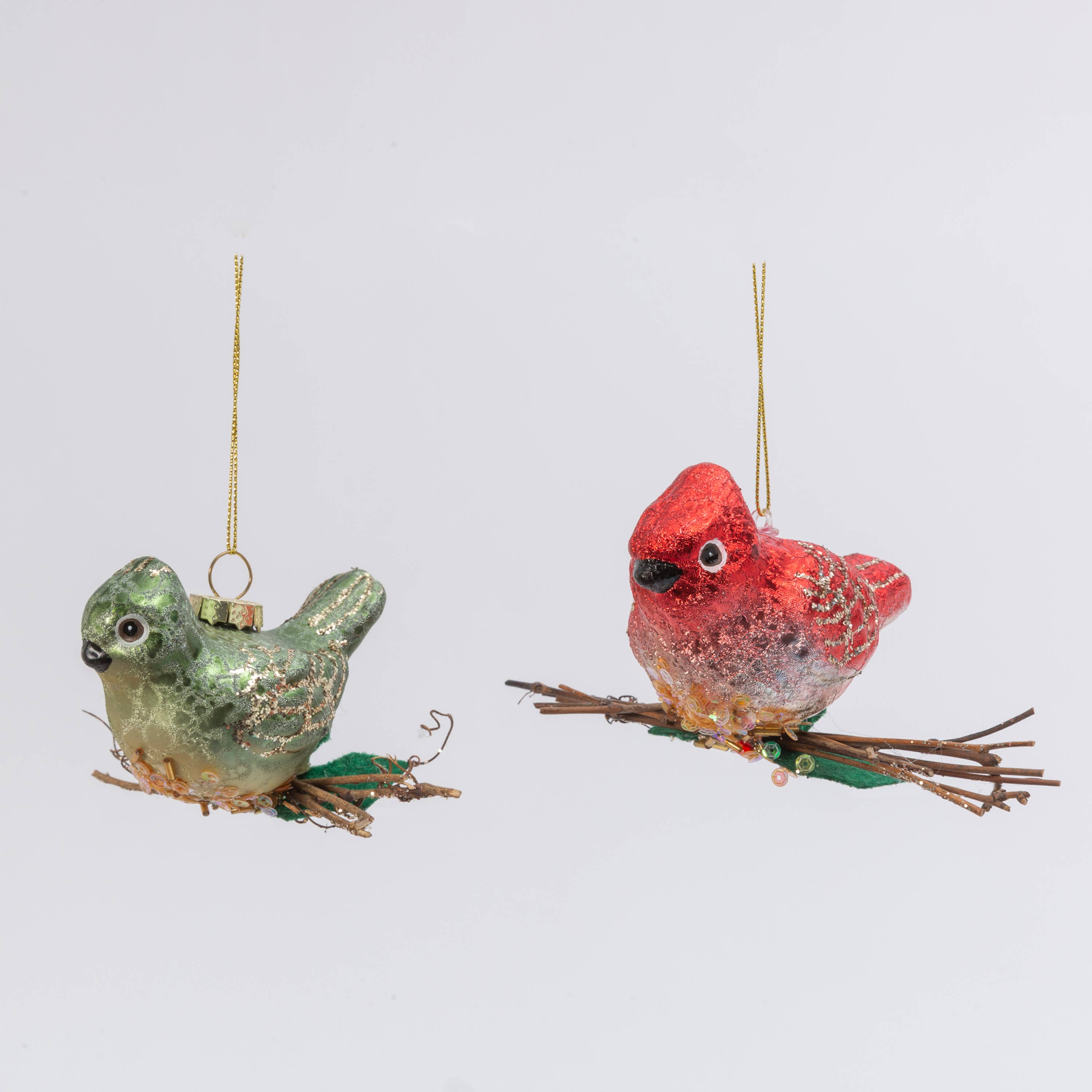 The Gerson Companies - Wholesale Ornament Set - Promo 4.75"L Glass Bird Ornament, 2 Asst1