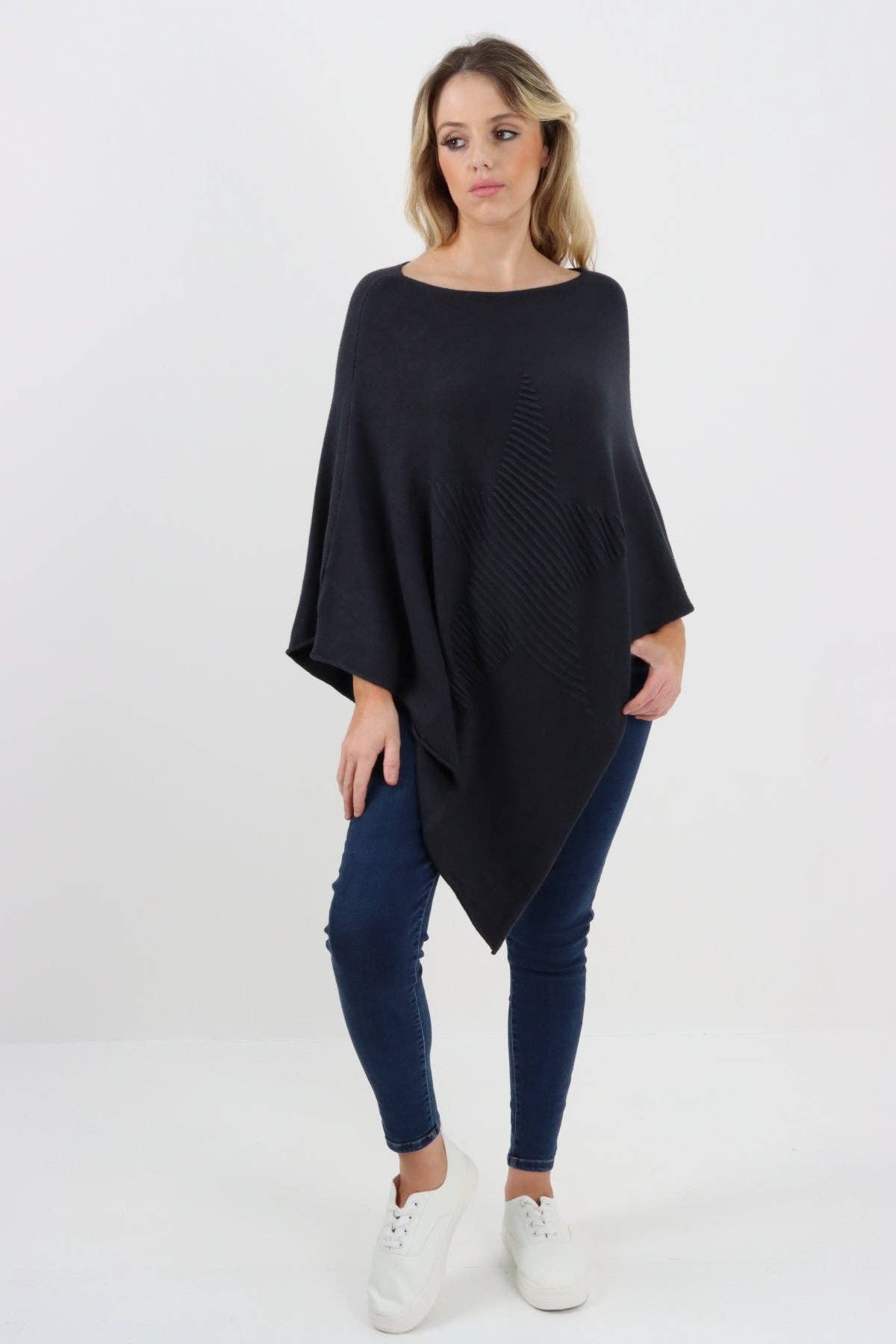 Miss Bold – wholesale Poncho – Women's – Italian Knitted Lagenlook Star Poncho17