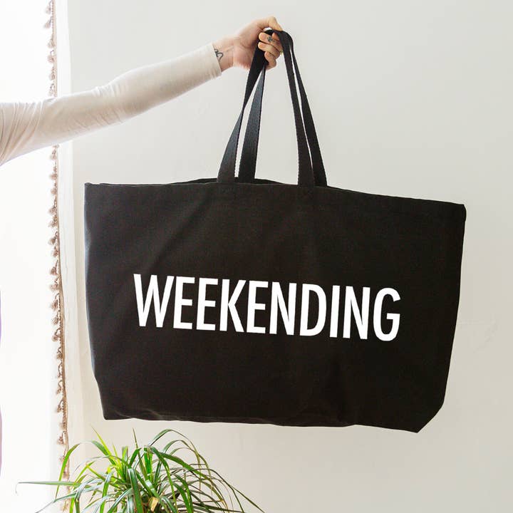 Weekending - Oversized Tote Bag - Black for wholesale by Russet and Gray