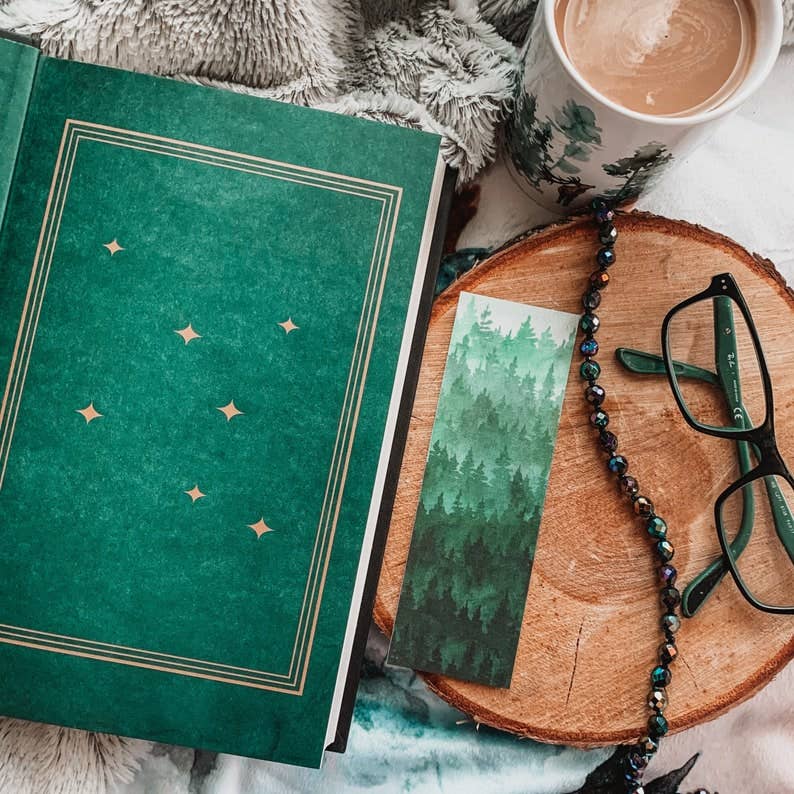 Mirkwood Scribes - Wholesale Bookmark - Pine Forest Watercolor Bookmark1