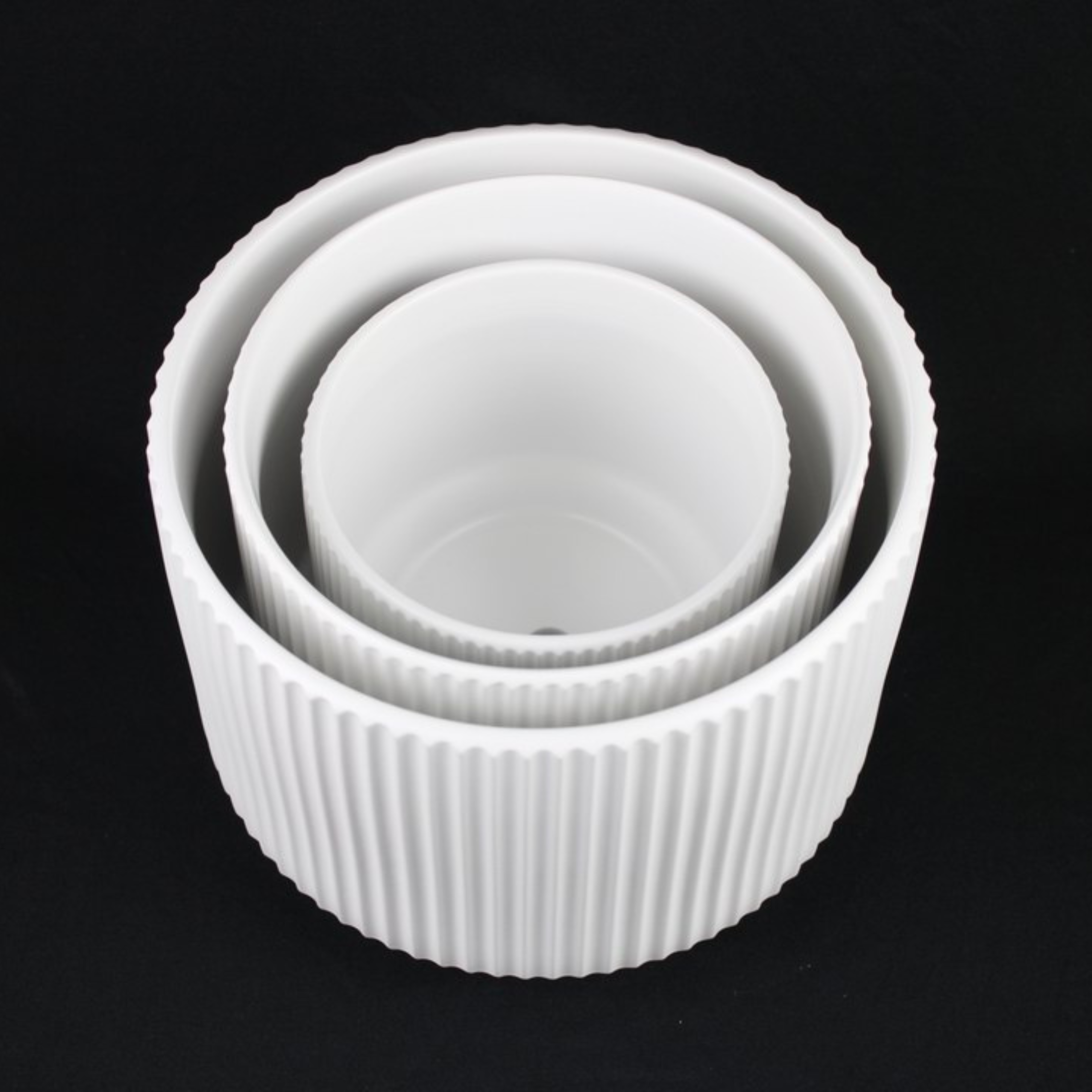 Florinia - Wholesale Plant Pot - 3-Piece White Stoneware Planter Pot Set with Ribbed Texture6