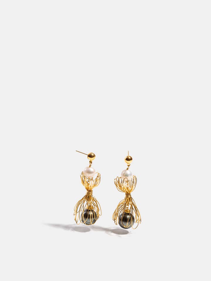 609943 - Gouden parel van koninginnen oorbellen voor wholesale door Daniel Espinosa Jewelry