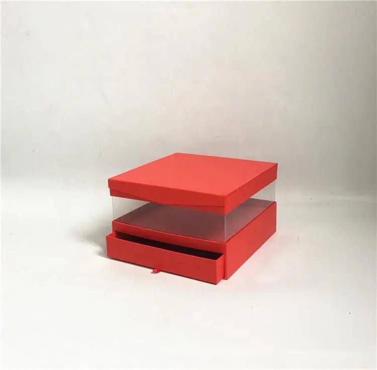 Elegant Design Supply - Wholesale Gift Box - Square PVC Flower Gift Box with Clamshell Lid and Drawer1