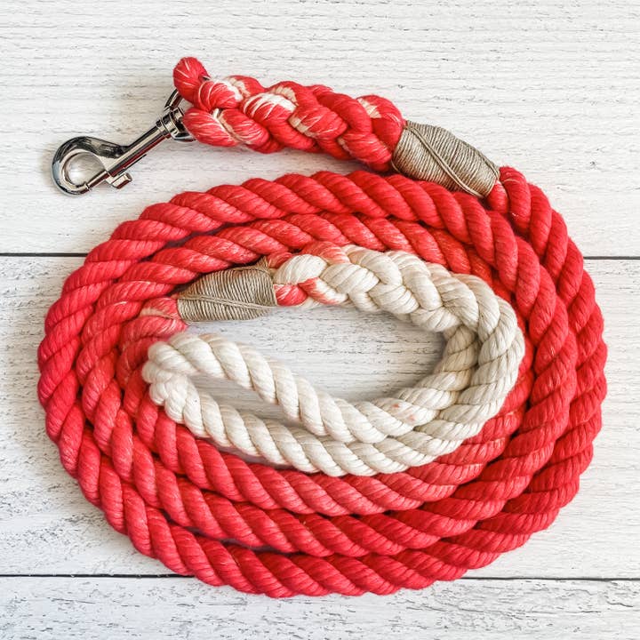 Red Dog Leash // Cotton Rope Lead for wholesale by Downtown Dog