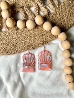 Rose Gold Dawn Sunrise Crystal Polymer Clay Earrings for wholesale by Clay + Clover Earring Co.