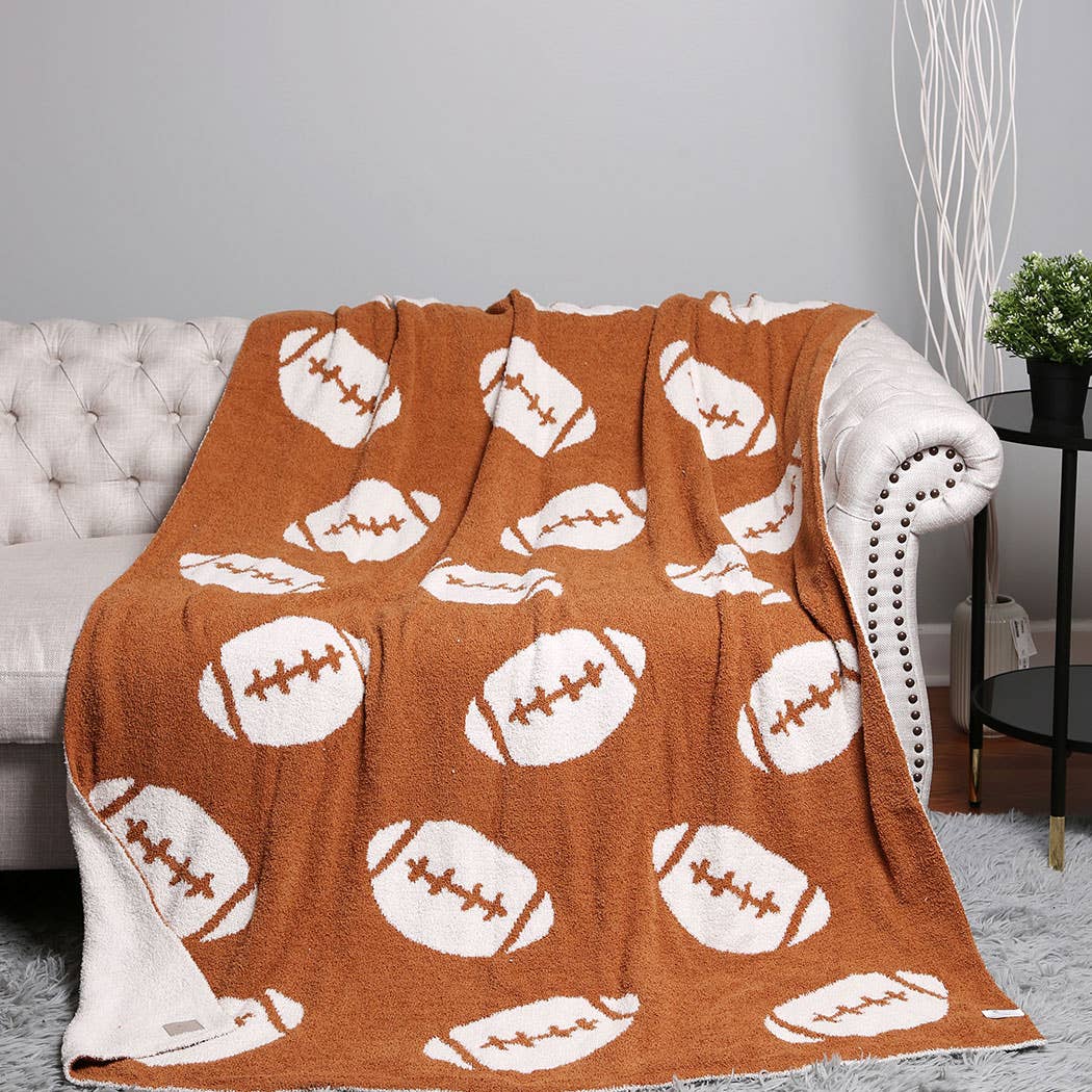 Brown Football Patterned Throw Blanket for wholesale on Faire2