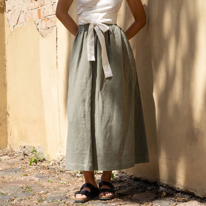 menique - Wholesale Skirt - Women's - Linen Maxi Skirt Sophia - A Line Flowy Maxi Summer Skirt8