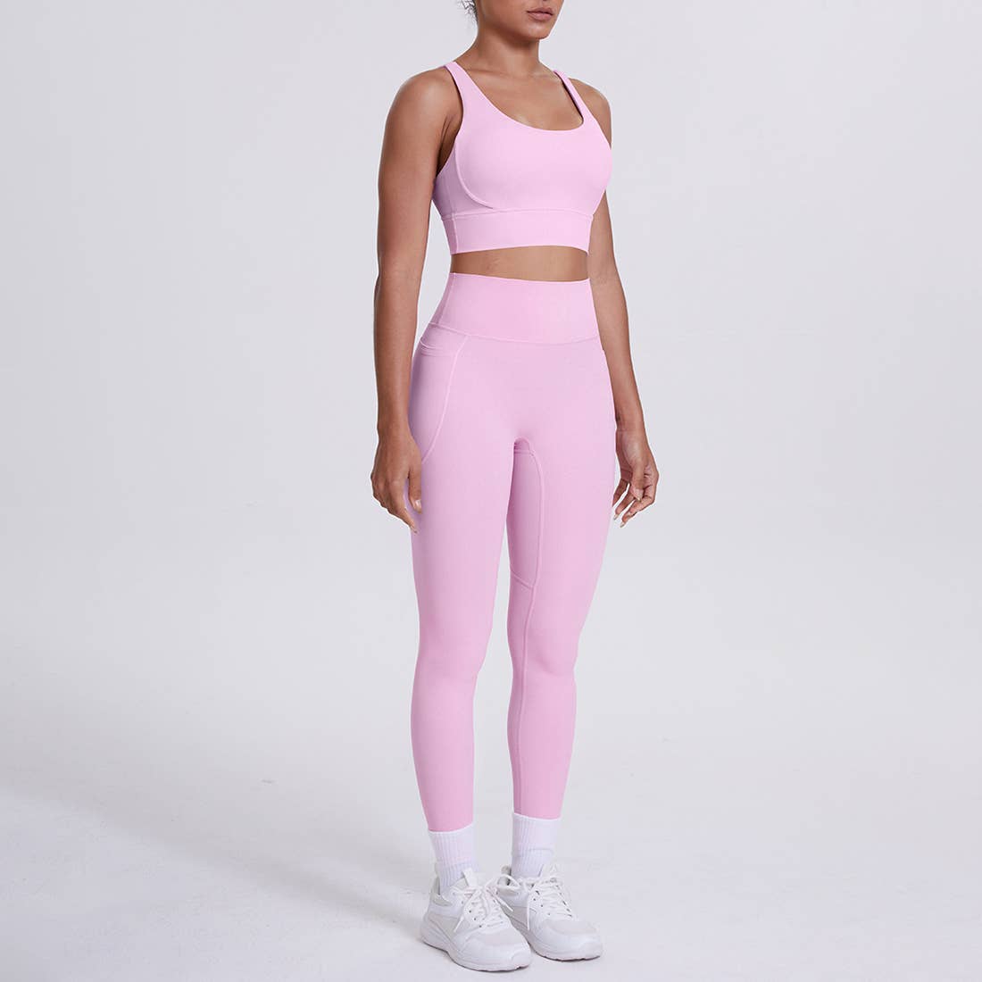 Sodalemon - Venta al por mayor Conjunto de ropa deportiva - Mujer - Conjunto de Yoga para Mujeres: Leggings de Cintura Alta con Bolsillo + Sujetador Deportivo30