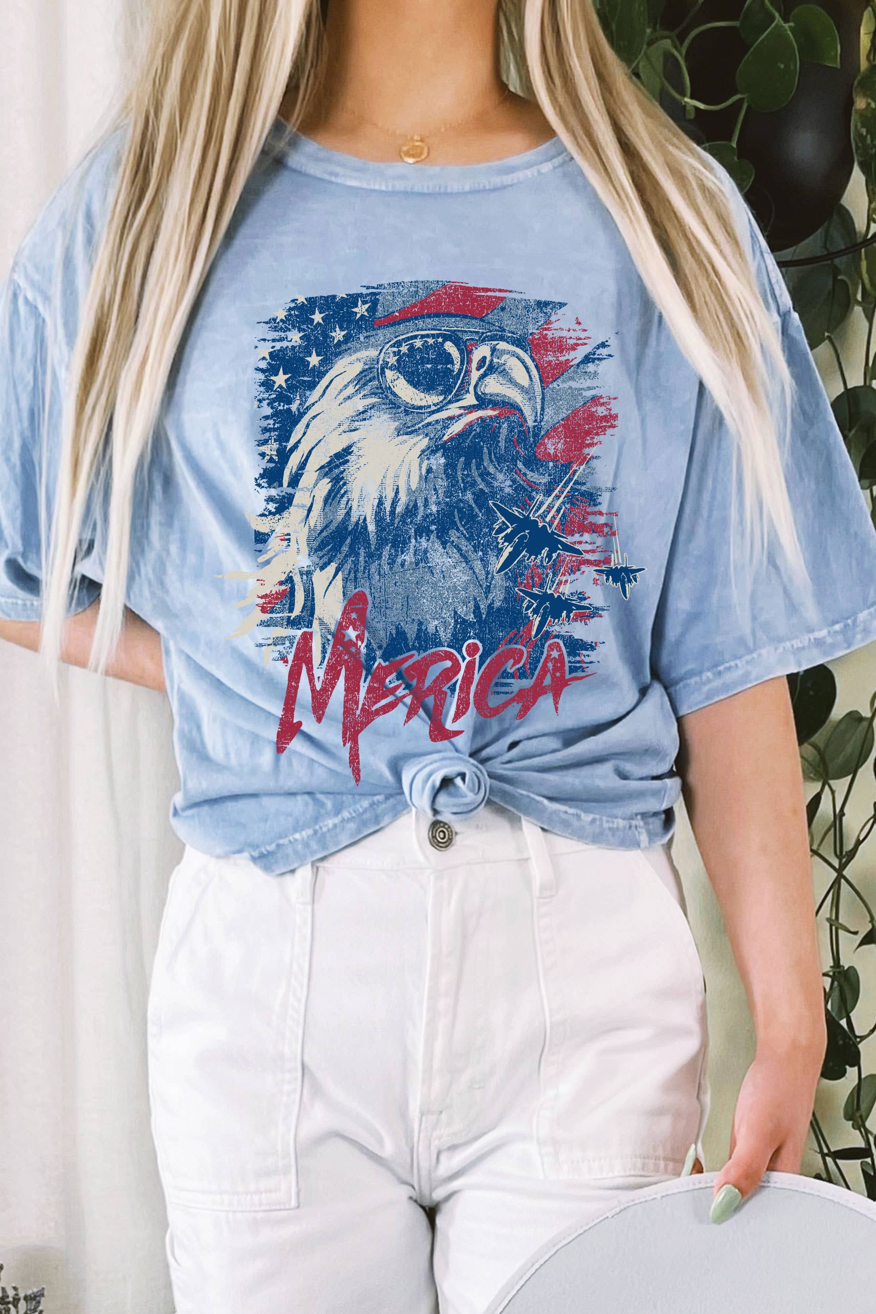 Rustee Clothing - Vente T-shirt sérigraphié – femme - HAUT COURT LONG À MOTIF MINÉRAL MERICA EAGLE10