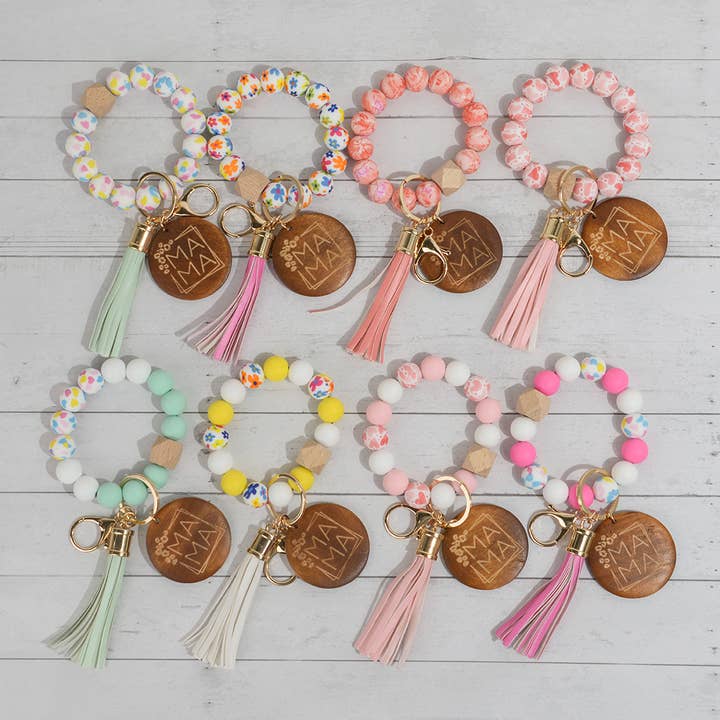 SoapElenGlen - Wholesale Keychain - Women's - Mama Silicone Bead Tassel Keychain, Mother’s Day Gift