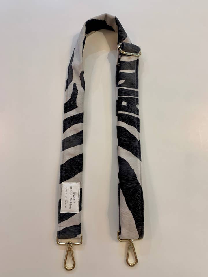 Bandolera para bolso - pelo de cebra negro para venta al por mayor de Bazar Atelier Sablon