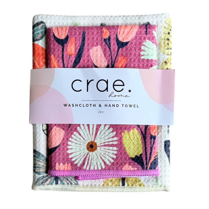 Crae.Home - Wholesale Towel Set - Wings/Flower Farm: Double Sided-Hand Towel Washcloth Set2