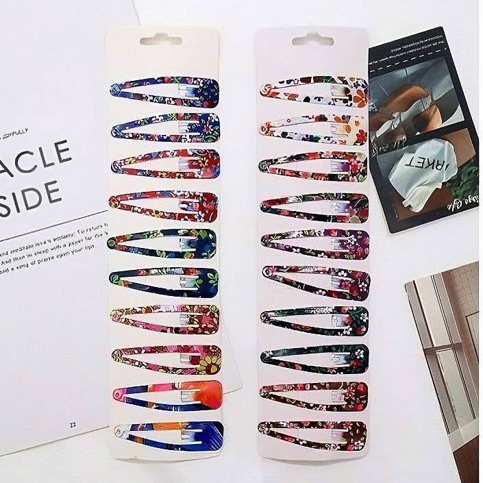 Diacly - Wholesale Hair Pin - 12pk Floral Theme Hair Barrettes Pin1